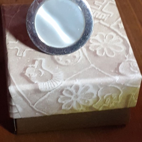 Silver 925 statement ring with mother of pearl used, 28gr
