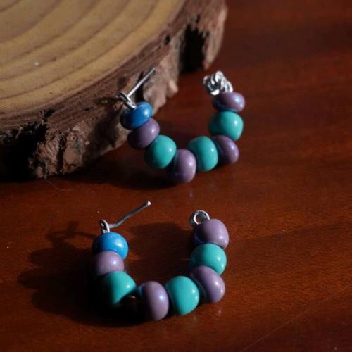 Handmade earrings with beads new in pastel colors