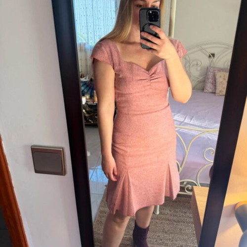 Club Monaco pink dress used, size S/XS, wool and silk blend