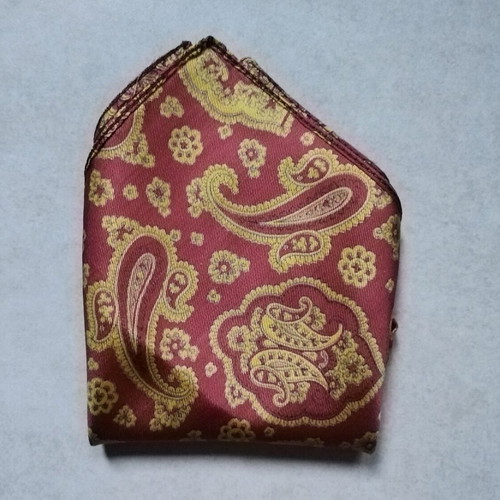 Silk pocket square used, red