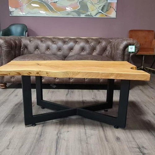 Solid wood coffee table with metal legs new, handmade