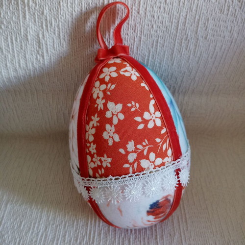 Decorative egg orange and blue floral used