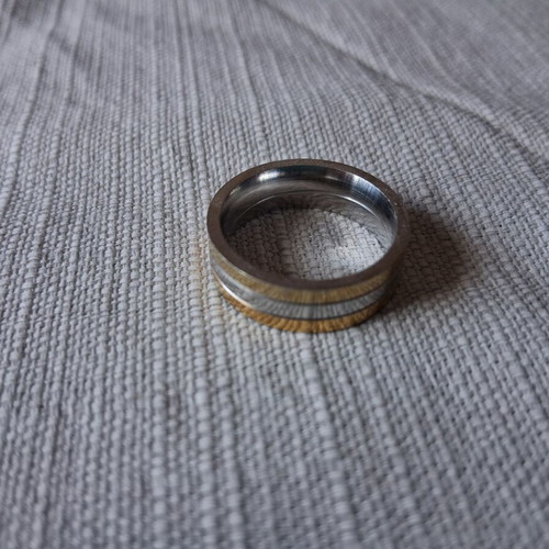 Steel ring silver and gold color like new