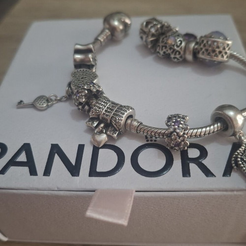 Pandora charm divider with purple and clear cubic zirconia, like new