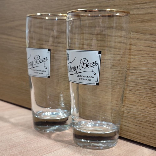 Tuborg beer set of two promotional glasses 300ml like new