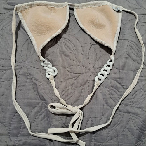Women's bikini used with ribbing and decorative chains, size S, white