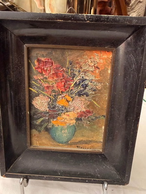 Small painting used, wooden frame, 17x14x2.5 cm