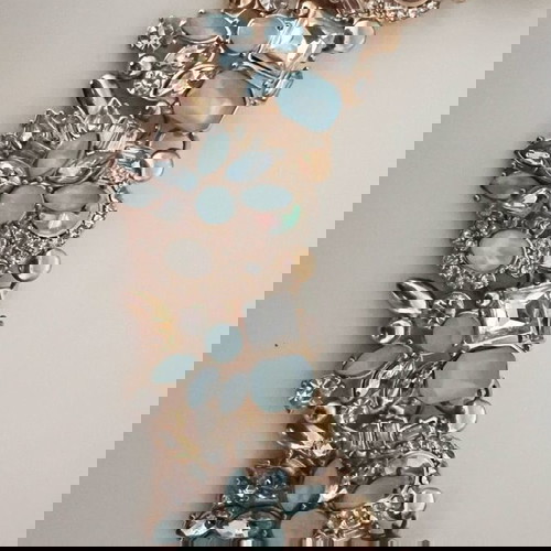 Κολιέ με στρας γαλάζια και χρυσά, σαν καινούργιο