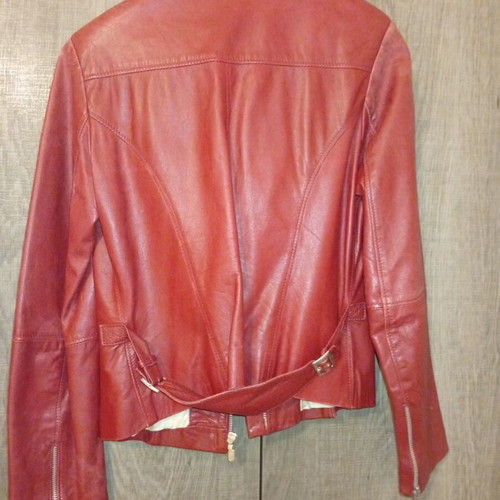 Leather jacket used, red, size medium