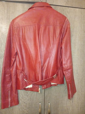 Leather jacket used, red, size medium