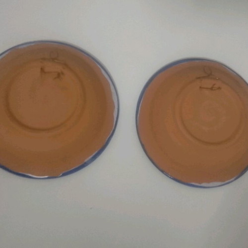 Decorative wall plates like new, set of two, ceramic enamelled