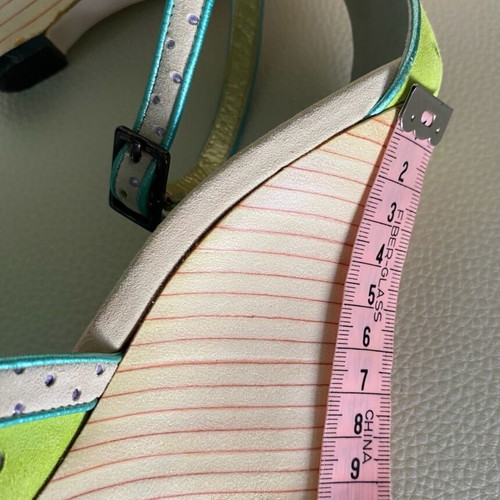 Christian Lacroix suede platform sandals like new, green with turquoise and gray details