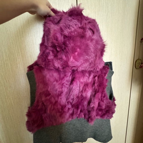 BSB fur jacket like new, purple and gray, with detachable hood