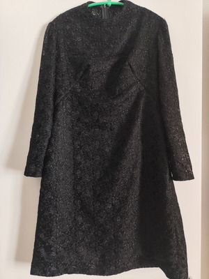 Vintage black lace dress used, hand-sewn