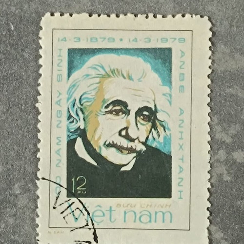 Albert Einstein 1979 stamp used, Vietnam sealed