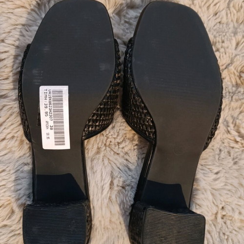 Mule La Bottine Souriante new, black with wicker design and low heel
