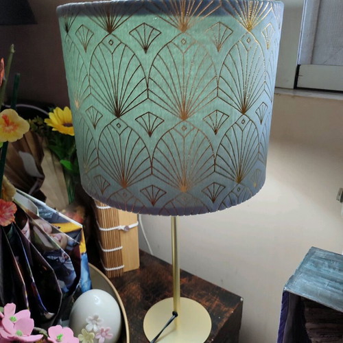 Handmade lamp new 50 cm height with blue and gold shade