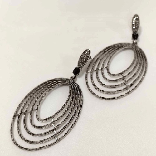 Vintage style oval earrings silver antique color new