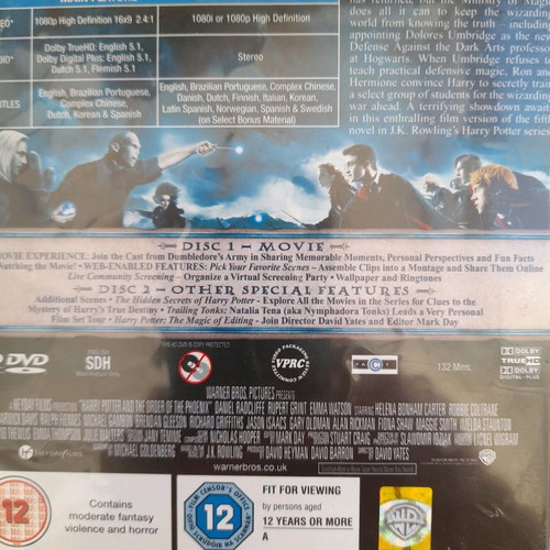 Harry Potter And The Order Of The Phoenix DVD used, 2x HD disc
