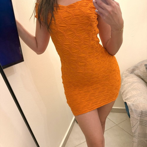 Mini dress Zara medium orange like new
