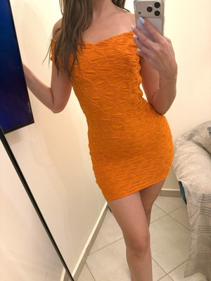 Mini dress Zara medium orange like new