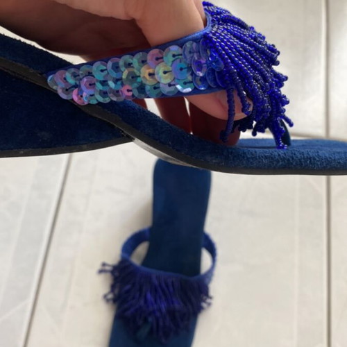 Blue sandals with beads like new, size 37-37.5