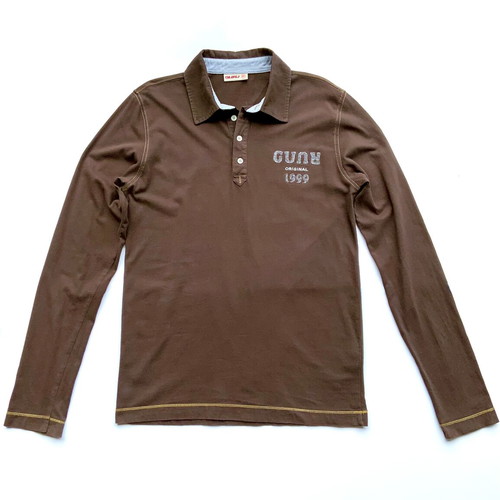 Guru men's long-sleeve brown polo shirt used, size L