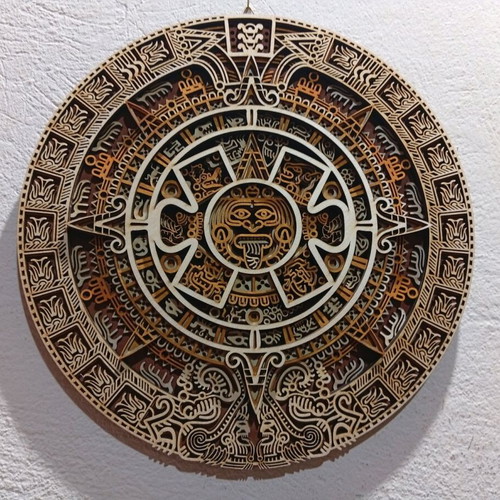 Multilayer Aztec Sun Calendar CNC Laser cut new