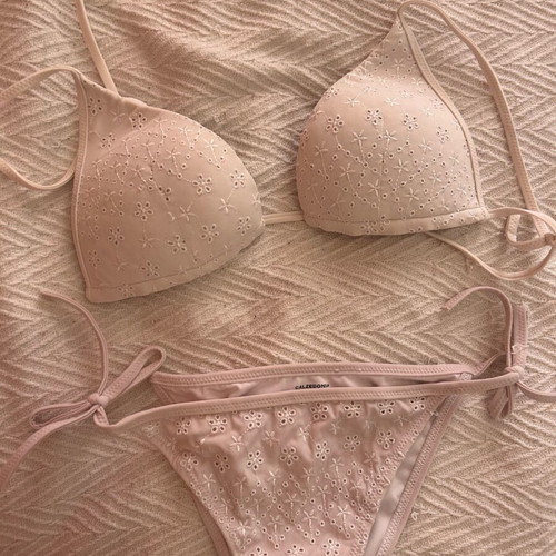 Calzedonia knitted bikini swimsuit like new, white and beige, size S