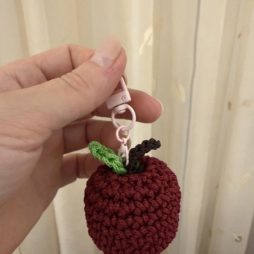 Apple keychain handmade, new, red and green