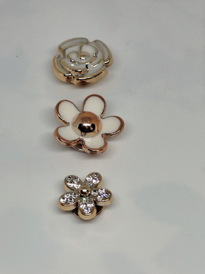 Charms for Crocs new, set of 3, white and gold