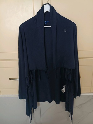 Tom Tailor women's cardigan like new, blue with fringes