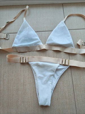 Velvet swimsuit used, white with adjustable band