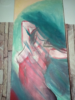 Large canvas painting 30" x 1.20" with feminine touch