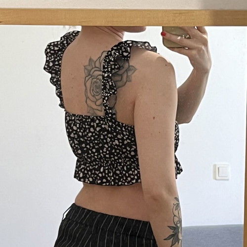 Crop top polka dot new, size S/36, black and white