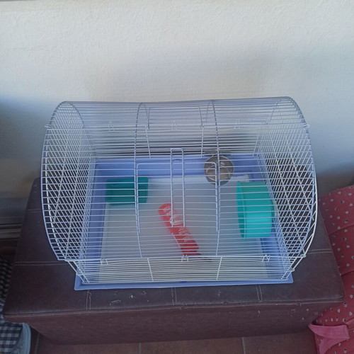 Hamster cage used, with cleaning drawer