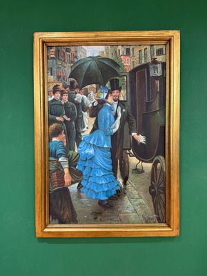 Маслена картина A. Constable употребявана в златна дървена рамка