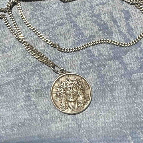 Vintage silver pendant with Jesus and Our Lady of Guadalupe like new