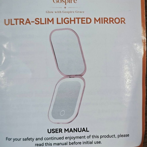 Mini flat mirror with LED lamp new