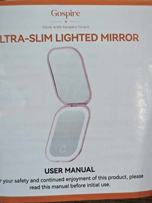 Mini flat mirror with LED lamp new