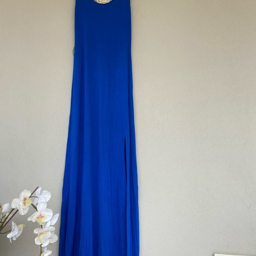 Blue long dress like new, size Small, viscose fabric