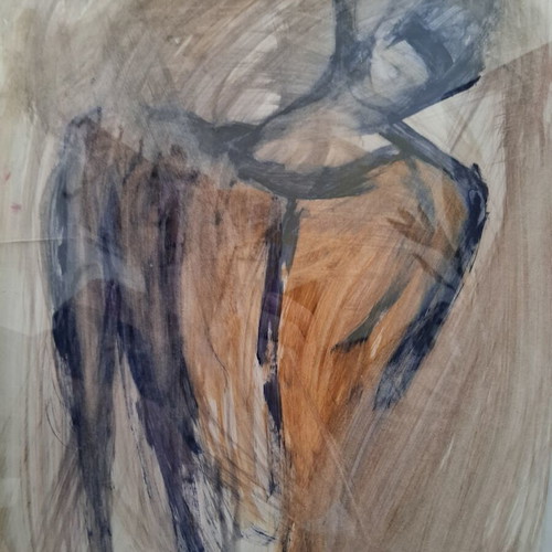 Painting "Γυμνο" framed 30×40cm, like new, signed