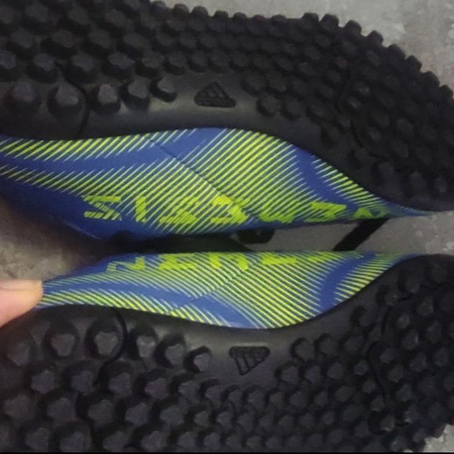 Adidas size 35 athletic shoes, blue and black
