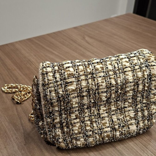 Zara shoulder bag like new, beige with silver and gold stones and chain
