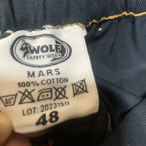 B-Wolf Safety Work Pants, Dark Blue, Size L, 100% Cotton, New