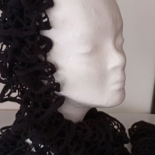 Long black scarf new with loop design