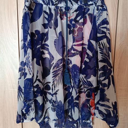 Desigual off the shoulder blouse like new, blue and red
