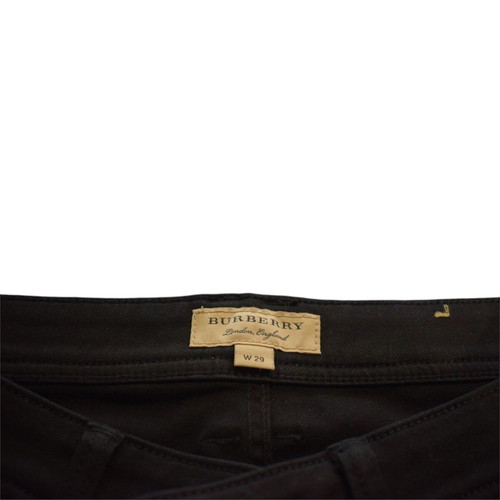 Burberry London England Skinny Low-Rise Black Jeans with Leather Patch W29