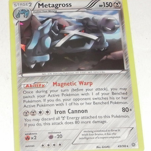 Pokemon Cracked Ice Holo Metagross 49/98 card used, Ancient Origins set