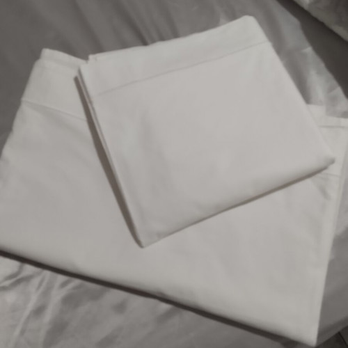 Set of two white double bed sheets with handmade border, like new